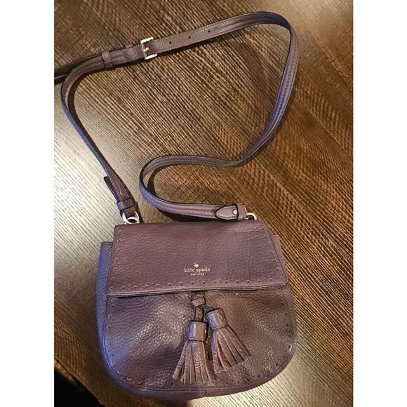 KATE SPADE JAMES STREET SHAYLEE BLACK LEATHER TASSELS CROSSBODY HANDBAG - Picture 4 of 4